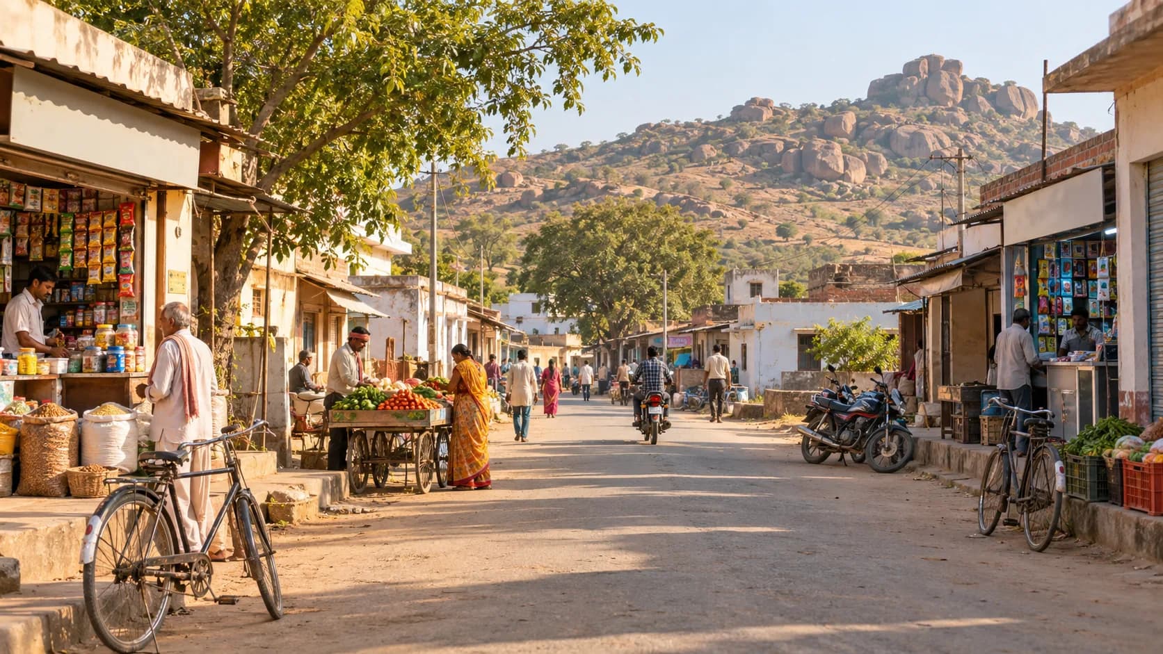 Illustrative view of a rural market street serving Mahobkanth